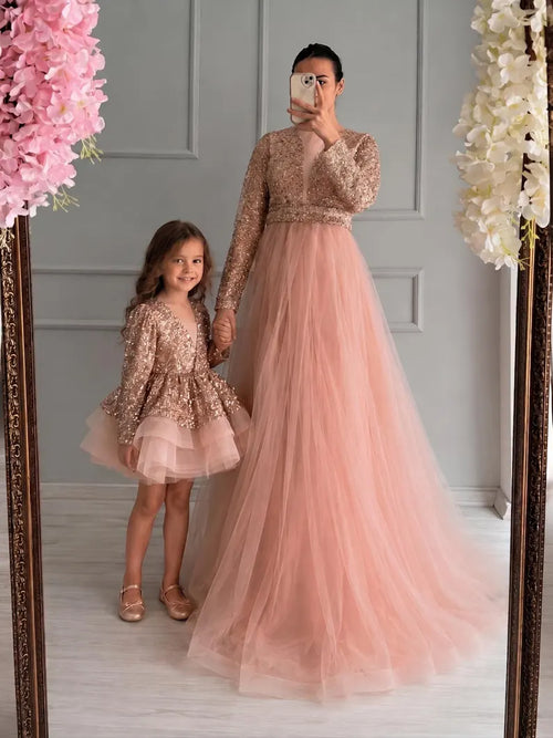 Blush Pink Floral Embroidered Couture